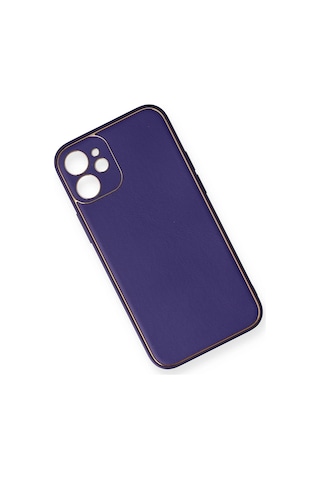 Cosmotex Newface Apple iPhone Uyumlu 12 Mini Kılıf Coco Deri Silikon Kapak - Mor