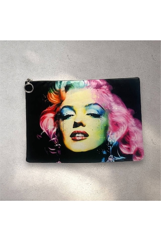 Herşey Nota Renkli Marilyn Monroe Clutch Portföy Çanta Çok Renkli
