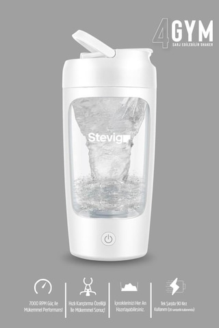 Stevig 4 Gym Şarj Edilebilir Elektrikli Protein Shaker 650 Ml White St-226 Beyaz