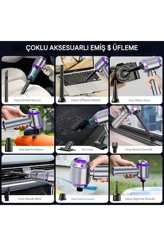 Aee Kablosuz Güçlü Araç Süpürgesi Ve Hava Üfleyici / 20000pa Turbo Vakum Gücü / 3 Kademeli Fırçasız Motor