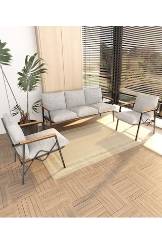 Doruk Home Balkon, Bahçe, Cafe, Metal Kanepe Koltuk Takımı , Bahçe Mobilyası, - 311 Açık Gri