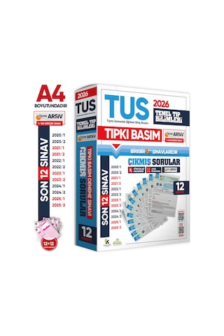 Karakutu Yayınları 2026 Tus Temel&klinik Tıp Bilimleri Ösym Çıkmış Soru Tıpkı Basım Son 3 Yıl 12li Deneme Kitapçığı