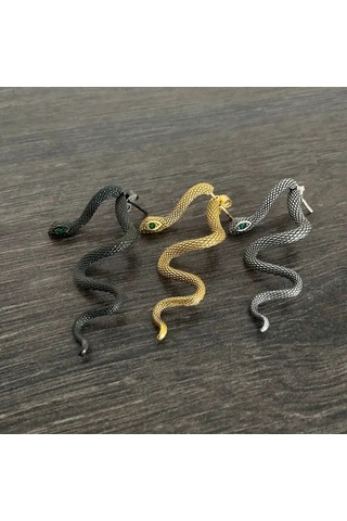 Kadınlar İçin Çok Renkli Elmas İşlemeli Abartılı Yılan Küpeler, Şık Ve Trend, Çıkarılabilir Yılan Saplama Küpeler, Antika Gümüş Aksesuarlar