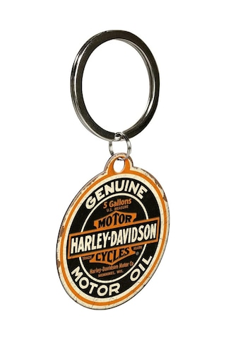 Nostalgic-art Retro Anahtarlık, Çap 4 Cm, Harley Genuine Motor Oil / Orijinal Harley-davidson Lisanslı Ürün Ol Altın