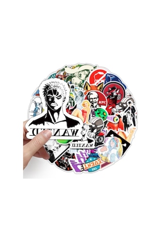 Cajuart 50 Adet Tekrarsız Karışık Retro Pvc Sticker 011
