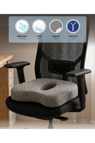Yeni Nesil Visco Ortopedik Ergonomik Oturma Minderi Ofis, Araç Ve Ev Kullanımına Uygun Visko Ortopedik, Rahatlatıcı Minderi