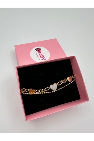 Xbaby Üç Kalp Şekilli Gold Renk İkili Çelik Bileklik Gold