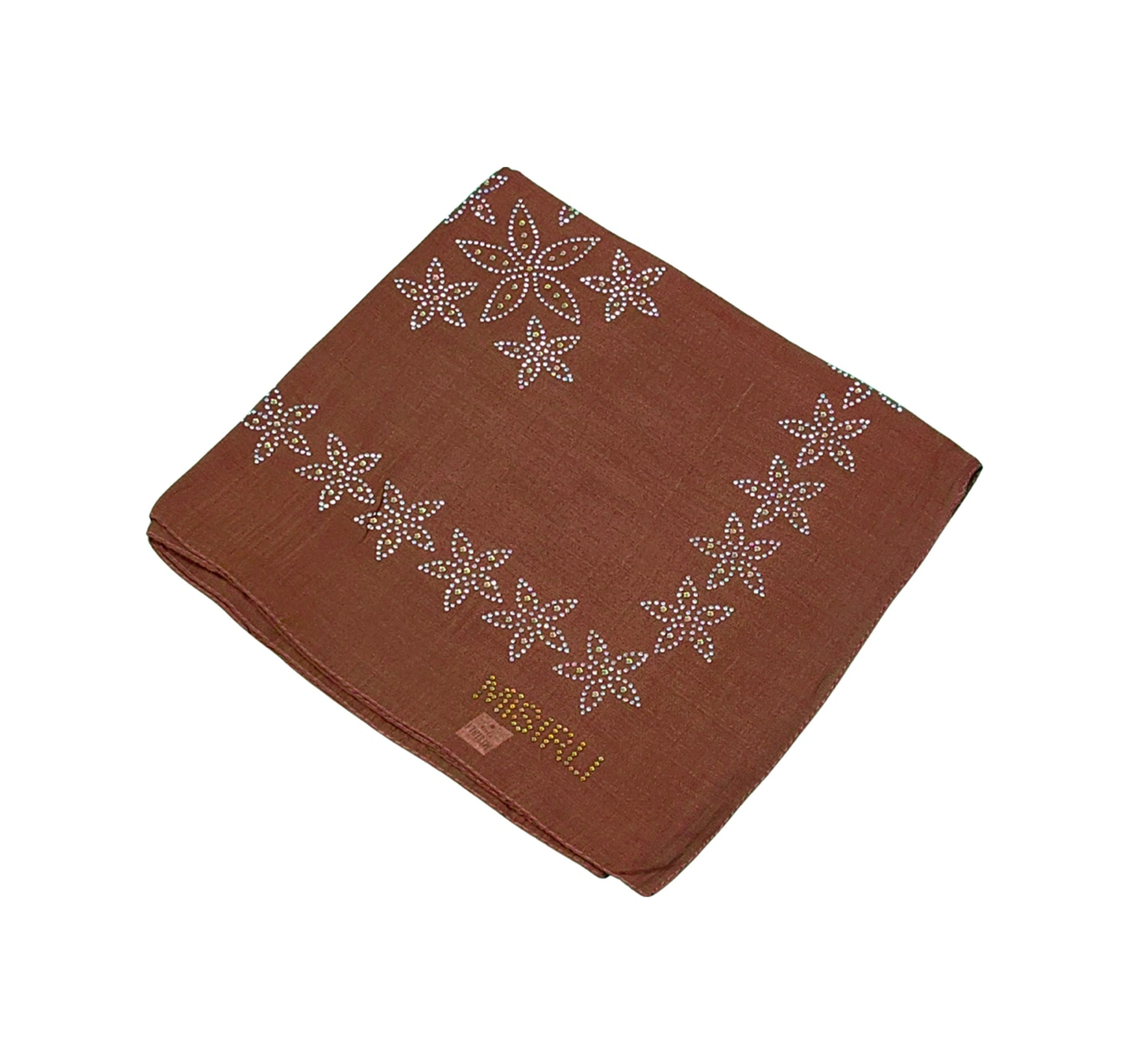 Mim Eşarp Mısırlı Eşarpları Taşlı Pamuklu Yazma Eşarp - 100x100 Cm Kiremit
