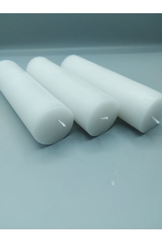 Soya Parafinli Beyaz 3 Adet 30 Saat Yanma Süreli Çap:5 Cm Boy:15 Silindir Blok Mum Beyaz