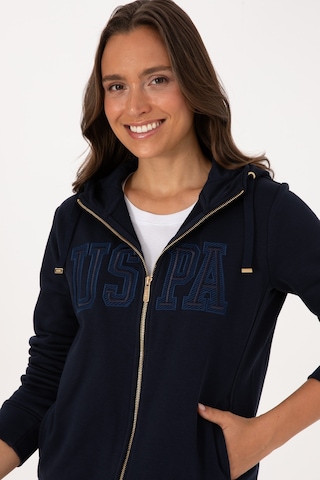 U.S. Polo Assn. Kadın Lacivert Fermuarlı Kapüşonlu Basic Sweatshirt 50307769-VR033