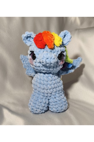 El Yapımı Tığ İşi My Little Pony Peluş Oyuncak Rainbow Dash 10094-lacivert 02 - Çok Renkli
