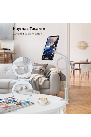 Juo 90 Cm Akrobat Esnek Tablet Ve Telefon Tutucu Stand Beyaz