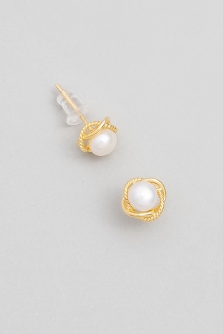 Minimal İnci 18 Ayar Sarı Altın Kaplama Gümüş Seti Sarı