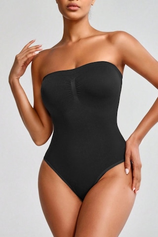 Mistirik Fossini Model Toparlayıcı Örme Kumaş Çıtçıtlı Straplez Korse Siyah Renk