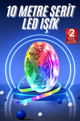 Rgb Neon Şerit Led Lamba 10 Metre İç Mekan Tasarımına Uygun