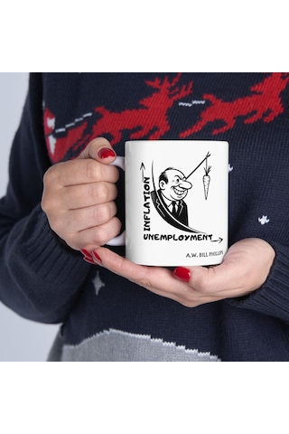 Enflasyon Ve İşsizlik Eğrisi Kupa A.w. Bill Tasarımlı Mizah Ve Ekonomi Hediyesi Beyaz