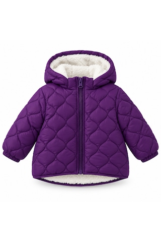 Ta&ce Kıds Kapüşonlu Kapitone Şişme Mont İçi Polar Astarlı Mor