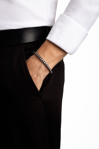 Metalik Stil Çelik Erkek Bileklik Gri