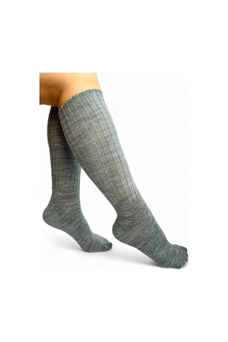 Ciho Socks Gri Uzun Diz Altı Kışlık Kadın Yünlü Çizme Uyku Çorabı Soft Touch gri