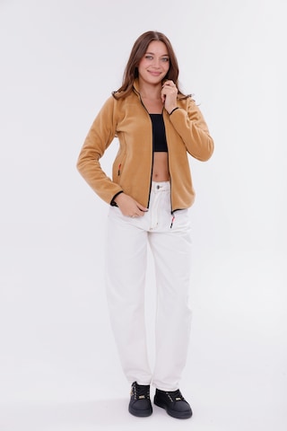 Monox Kadın Slim Fit Tam Fermuarlı Polar Ceket Kahve