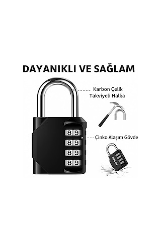 Omniax 4 Haneli Şifreli Asma Kilit Çelik Halkalı - Dolap/bavul/spor Çantası/spor Salonu Kilidi