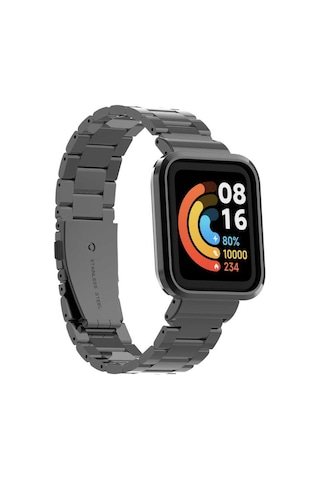 Xiaomi Redmi Watch Mi Watch Lite Uyumlu Krd-60 Metal Mkst Kordon-siyah