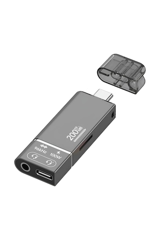 Forzacase 4in1 Taşınablilir Type-c To 3.5mm Aux , 100w Pd Ve Tf Kart Okuyucu Çevirici Adaptör - Fc1167