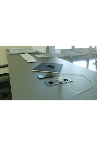 Metalline® Flat-line Kapaksız Gömme Masaüstü Priz Kutusu Usb - An