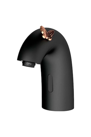 Gpd 105 Siyah Rose Kelebek Pvd Çift Su Girişli Fotoselli Lavabo Bataryası