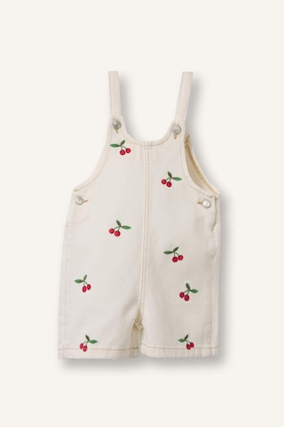 Defacto Kız Bebek Kiraz Nakışlı Jean Ecru Tulum H9120a526hser233 Ekru-er233