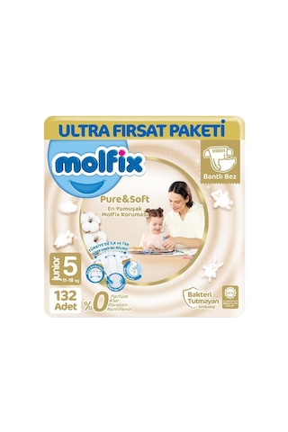 Molfix Pure Soft Ultra Avantaj Bebek Bezi 5 Beden 66x2 132 Adet 2'li