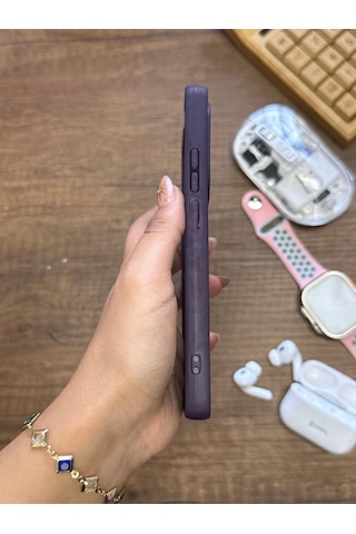 Redmi Note 13 Pro 4g Uyumlu Premium Deri Dokulu Darbelere Karşı Dayanıklı Nazal Silikon Kılıf Mor