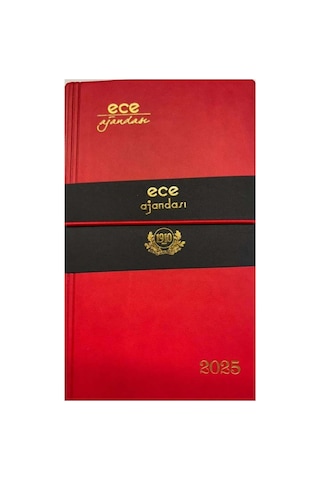Ece Ajanda Yeni Akçay Kırmızı Çizgili Günlük 12x18 2025 Siyah