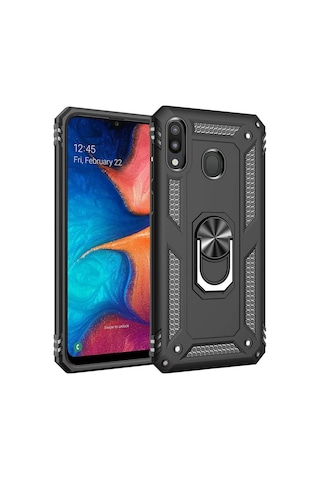 Samsung Uyumlu Galaxy A20 Kılıf Zırhlı Mıknatıslı Standlı Tank Kapak
