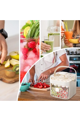 Vkemall Yeniden Kullanılabilir 48 Bölmeli Buz Kalıbı Seti - Anti Yapışkan Pp Malzeme, Ev/bar/kamp İçin Ev Fırçası Gereci, Taşınabilir Tasarım Beyaz