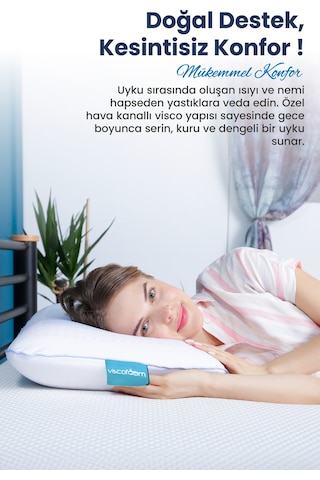 Viscofoam Air Terapi Hava Kanallı Ortopedik Yastık Visco Yastık Mavi 60x40x16cm