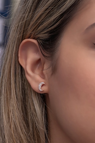 Nereze 925 Ayar Gümüş Minik Ay Yıldız Model Küpe