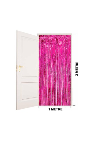 Fuşya Renk Ekstra Metalize Parlak Saçaklı Arka Fon Perde İthal A Kalite 1x2 Metre Nessiworld