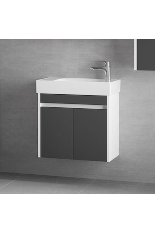 Denko Natalia 60 Cm Mdf Antrasit Gri Banyo Dolabı Takımı + Boy Dolabı Antrasit