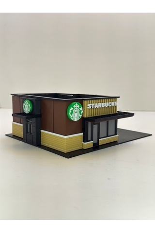 3d Baskı 1/64 Ölçekli Kahve Dükkanı Bina Tasarımlı Diorama Araç Sergileme Garajı