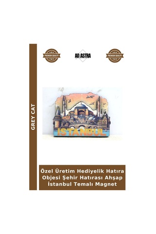 Özel Üretim Hediyelik Hatıra Objesi Şehir Hatırası Ahşap İstanbul Temalı Magnet Çok Renkli
