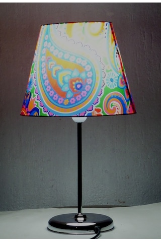 Renkli Başlıklı Abajur Metal Krom Ayaklı Diğer