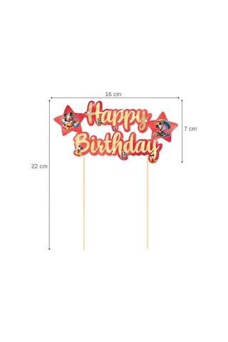Mickey Mouse Temalı Happy Birthday Kaligrafi Pasta Üstü Süs Tüm Yaşlar