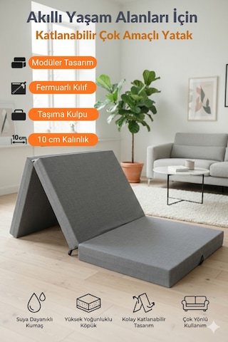 Katlanır Micro Cotton Sünger Yer Yatağı Ve Minderi 10 Cm 18 Dns Orta Sertlik Sünger