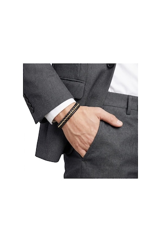 Moncuk Design Sarı Zincir Ve Deri Dolama Çelik Bileklik 33514b2d3 Çok Renkli