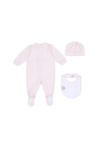 Chicco Kız Bebek Tulum, Şapka Ve Önlük Hediye Seti 09102093000000 000011 Pembe