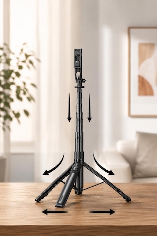 Tripod Çok Amaçlı Mıknatıslı Kumandalı 1.75 Cm Selfie Çubuğu Tt02 Siyah
