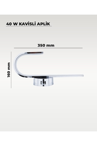 40w Led Kavisli Aplik 3 Renk Işık Sarı/beyaz/gün Işığı Krom Modern Duvar Aydınlatması