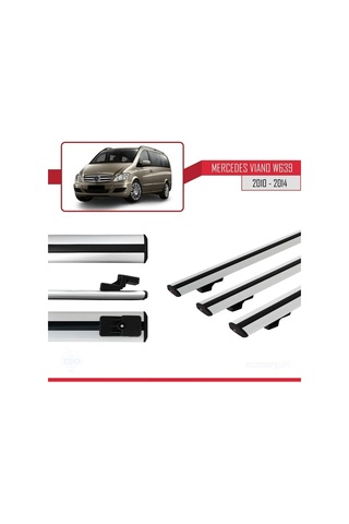 Mercedes Viano 2010-2014 Arası İle Uyumlu Basic Model Ara Atkı Tavan Barı Gri 3 Adet