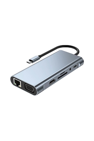 Ally Byl-2110 11in1 Multifonksiyonlu Type-c Hub Adaptör Dönüştürücü- 5775 Füme